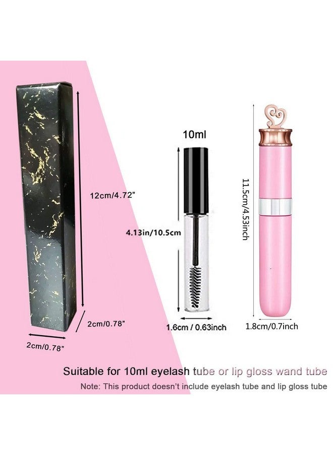 ANZKA 50 Pcs Empty Lip Gloss Boxes 12x2x2cm Mascara Wand Tube Packaging Black Marbling Long Lipgloss Paper Case Lip Balm Glaze Gift Organizer Foldable DIY Make-up Sample Wrapping Storage - Image 3