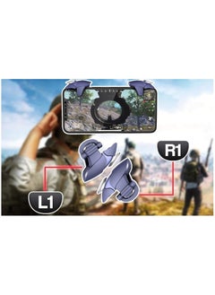 T I G O Mobile Controller Joystick Aim Button Tactile For iPhone & Android Smart Phone PUBG Call OF Duty Fortnite Rules of Survival Game Pad Shoulders Triggers L1 R1 1 Pair with a pair of Gloves  - Image 2