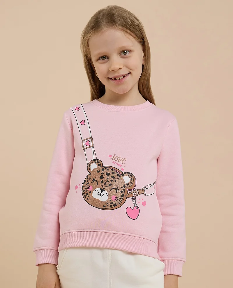 أر أند بي Printed Sweatshirt with Crew Neck and Long Sleeves