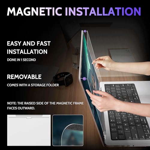 Peslv Magnetic Anti Blue Light Screen Protector for MacBook Pro 16 Inch (2021-2025, M1, M2, M3, M4), Removable Glare Filter for 16.2" Mac Laptop Computer - Image 2