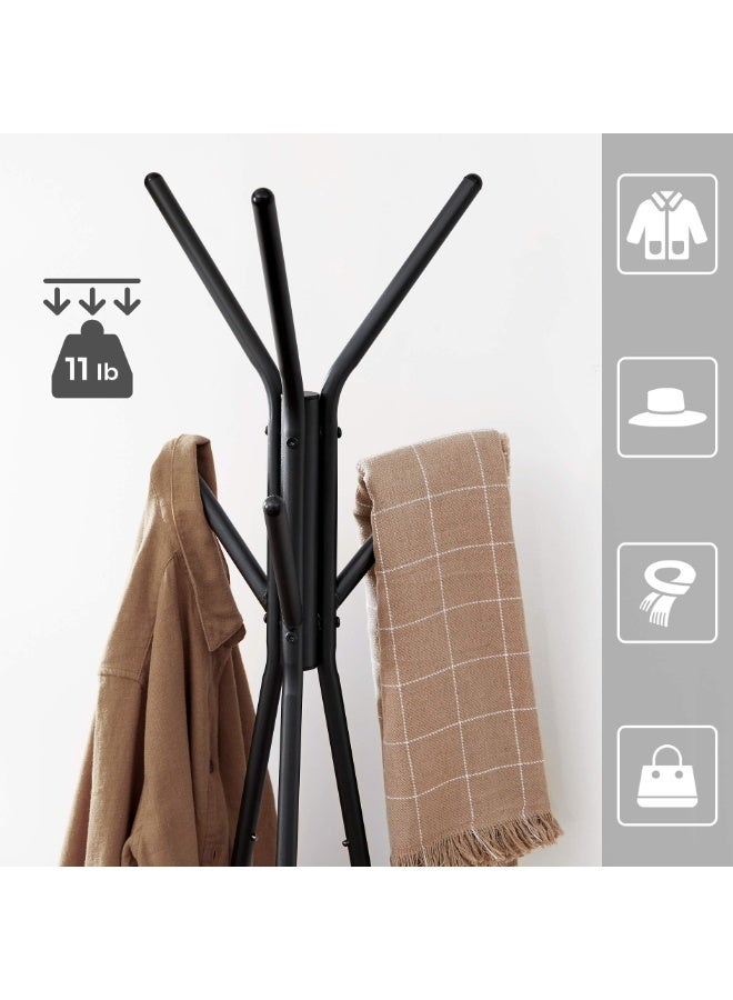 Arabest Coat Rack Freestanding, Coat Hanger Stand, Hall Tree with 2 Shelves, for Clothes, Hat, Bag, Industrial Style, Rustic Brown and Black（180cm）  - Image 3