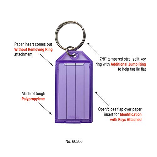 Lucky Line Key Tag with Flap, Split Ring & Paper Insert for Labeling, Key Organization & Identification, Assorted Colors, 25 Pack (6050025) - Image 5