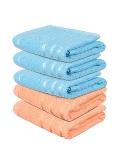 Kuber Industries Face Towel | Cotton Towels For Facewash | Towels For Daily Use | Workout Hand Towel | Lining Design | 14X21 Inch | Pack Of 5 | Multi  - Image 1
