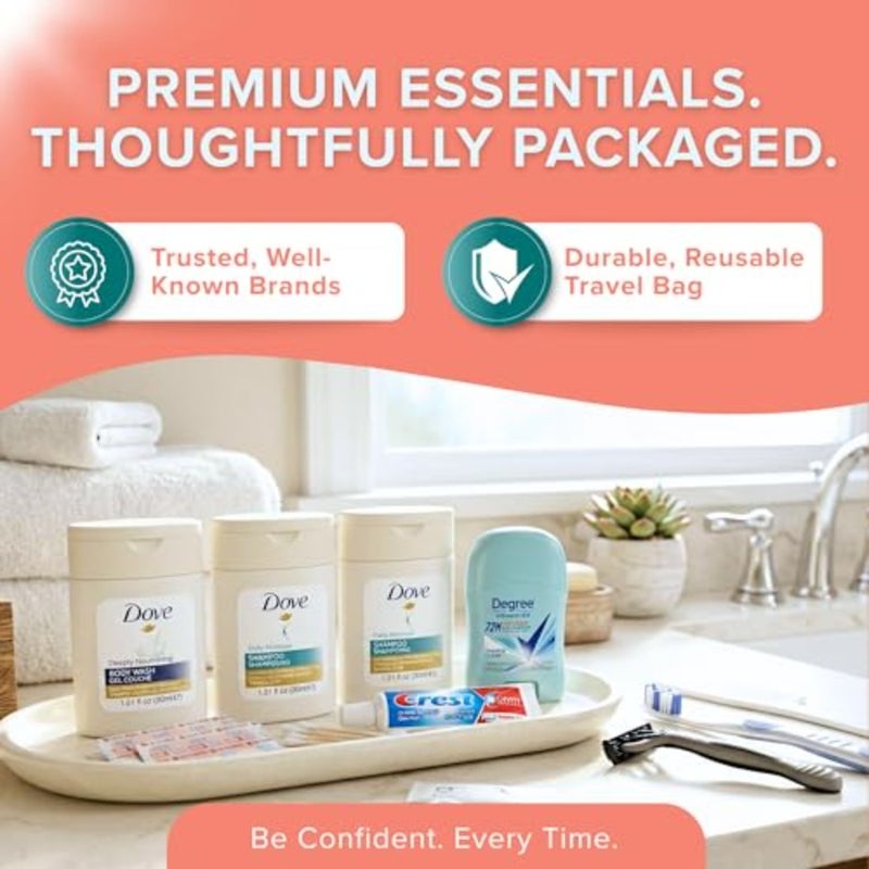 12 Pcs Women's Travel Essentials with Clear Toiletry Bag for Women, Airplane Essentials, Travel Shampoo and Conditioner, Vacation Essentials - Image 3