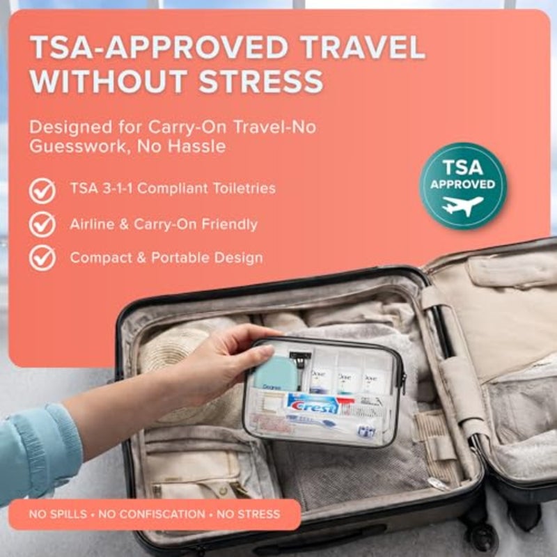 12 Pcs Women's Travel Essentials with Clear Toiletry Bag for Women, Airplane Essentials, Travel Shampoo and Conditioner, Vacation Essentials - Image 5