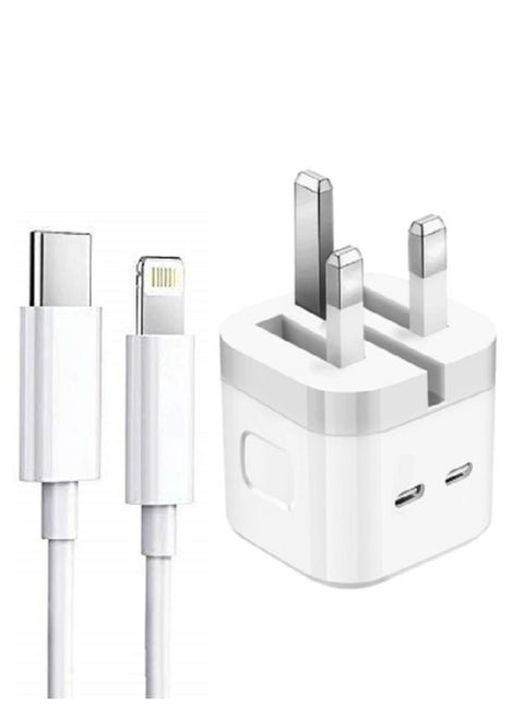 3 Pin Dual Port 35W USB-C Power Adapter With Cable for iPhone 14 / iPhone 14 Pro max 13 pro max 13 /12mini (iPhone USB-C Power Adapter)