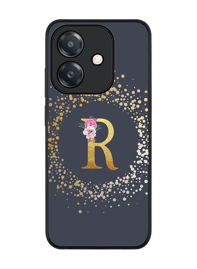 Stylizedd For Oppo A5i Case,Slim fit Camera Protection, Shockproof Thin Phone cover  - Custom Monogram Floral - R  (Grey )