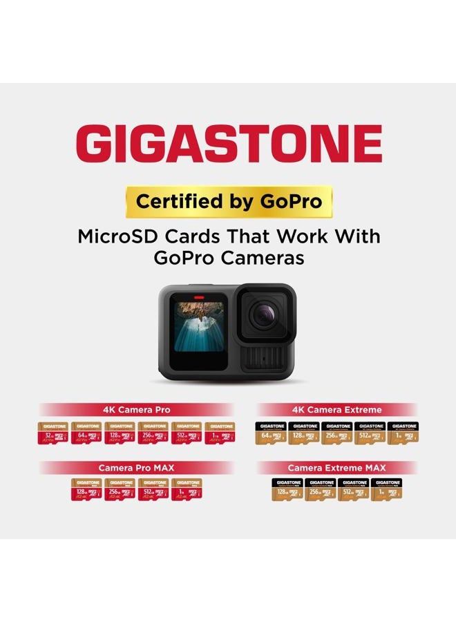 Gigastone بطاقة micro SD سعة 128 جيجابايت، كاميرا 4K برو، تسجيل فيديو 4K لجهاز GoPro، كاميرا أكشن، DJI، طائرة مسيرة، سرعة قراءة/كتابة تصل إلى 100/50 ميجابايت/ثانية، بطاقة ذاكرة MicroSDXC UHS-I U3 A2 V30 C10 - Image 5