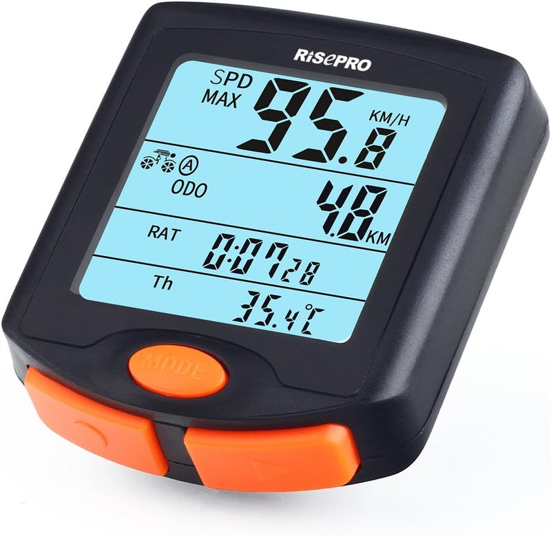 RISEPRO Bike Computer, ® Wireless Bicycle Speedometer Bike Odometer Cycling Multi Function Waterproof 4 Line Display with Backlight YT-813 - Image 2