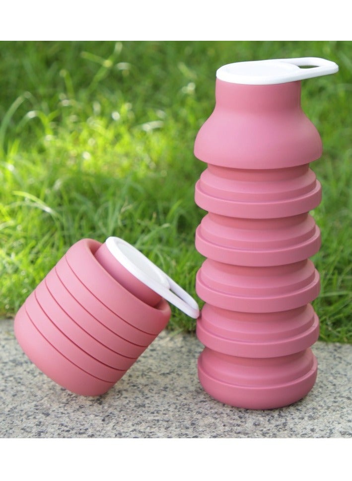 Bukela Collapsible Water Bottle, Food Grade Silicone Portable Leak Proof Water Bottle with Carabiner for Travel Gym camping, Lightweight Durable BPA Free 600ml (Dusty Rose) - Image 1