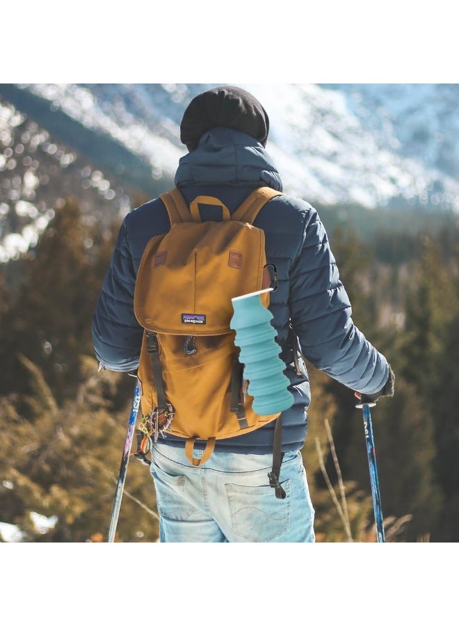 Bukela Collapsible Water Bottle, Food Grade Silicone Portable Leak Proof Water Bottle with Carabiner for Travel Gym camping, Lightweight Durable BPA Free 600ml (Dusty Rose) - Image 2