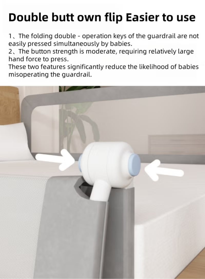 ريلاكس قضبان سرير أطفال قابلة للطي، مصد حماية للأطفال لسرير الأطفال الآمن، حاجز جانبي للسرير التوأم كوين كينج بالحجم الكامل 180 سم - Image 5
