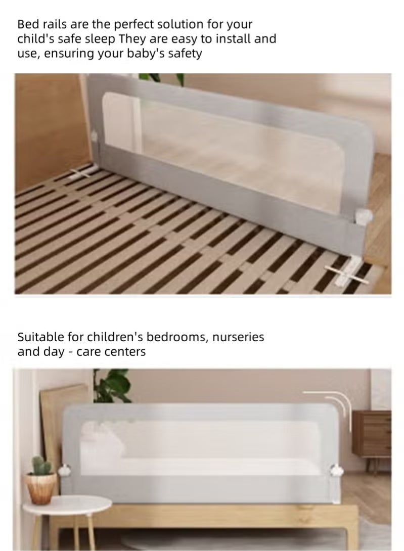 ريلاكس قضبان سرير أطفال قابلة للطي، مصد حماية للأطفال لسرير الأطفال الآمن، حاجز جانبي للسرير التوأم كوين كينج بالحجم الكامل 180 سم - Image 2