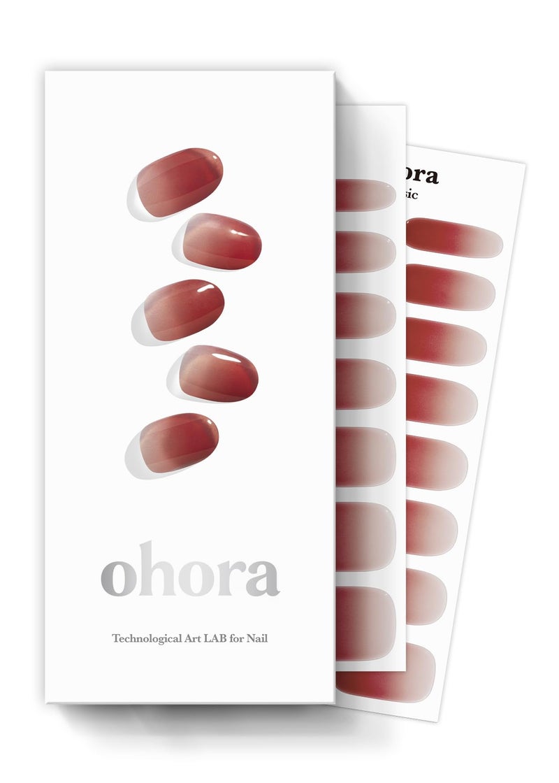 ohora Semi Cured Gel Nail Strips (N Fig Jam) - Pink, Ombre, Works with Any UV/LED Lamps, Salon-Quality, Long Lasting, Easy to Apply & Remove - Includes 2 Prep Pads, Nail File & Wooden Stick - Image 1