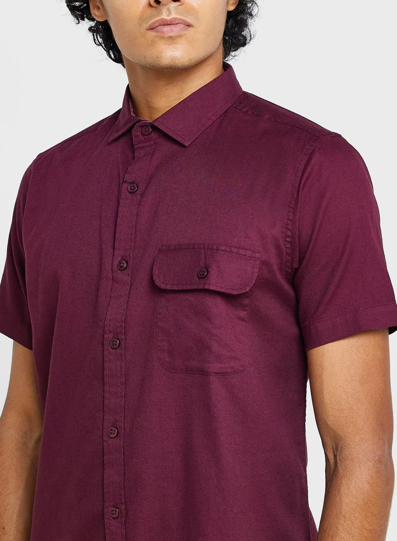 Seventy Five Cotton-Elastane Casual Single Pocket Shirt