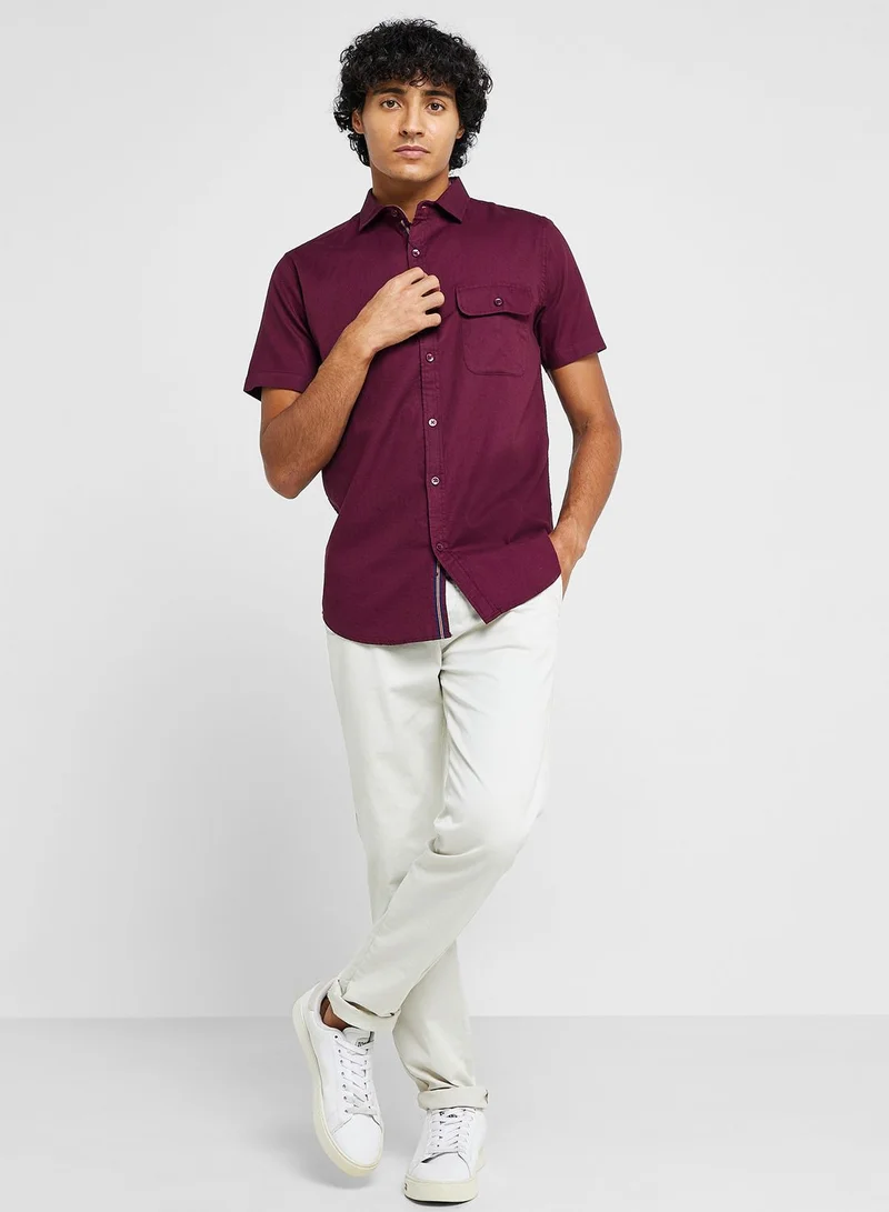 Seventy Five Cotton-Elastane Casual Single Pocket Shirt