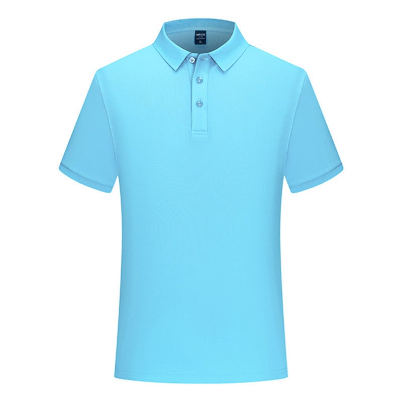 Heavy Lapel Short Sleeve Cotton Custom Work Clothes Enterprise Group Clothing Embroidery Custom Printed logo Sky blue