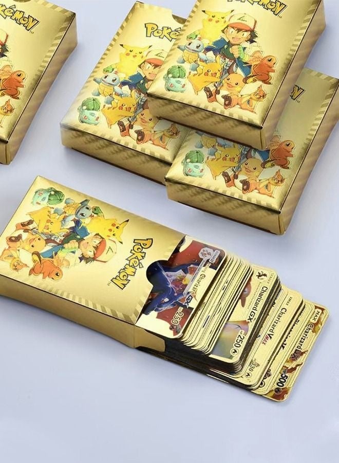 PYEBE 55 Pack Gold Foil Cards Pokemon Cards Pokemon Cards Pokemon Board Game Rare Gold Cards V-Series Card Collection - Image 2