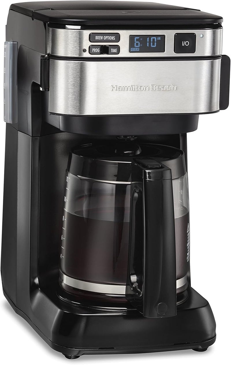 Hamilton Beach FrontFill® 12 Cup Programmable Coffee Maker, 1.7L Glass carafe, 950W, Wake up ready, 3 brewing options, Reusable mesh filter, Clean reminder, Auto shut off, 46310-ME - Image 1