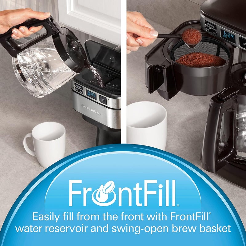 Hamilton Beach FrontFill® 12 Cup Programmable Coffee Maker, 1.7L Glass carafe, 950W, Wake up ready, 3 brewing options, Reusable mesh filter, Clean reminder, Auto shut off, 46310-ME - Image 2