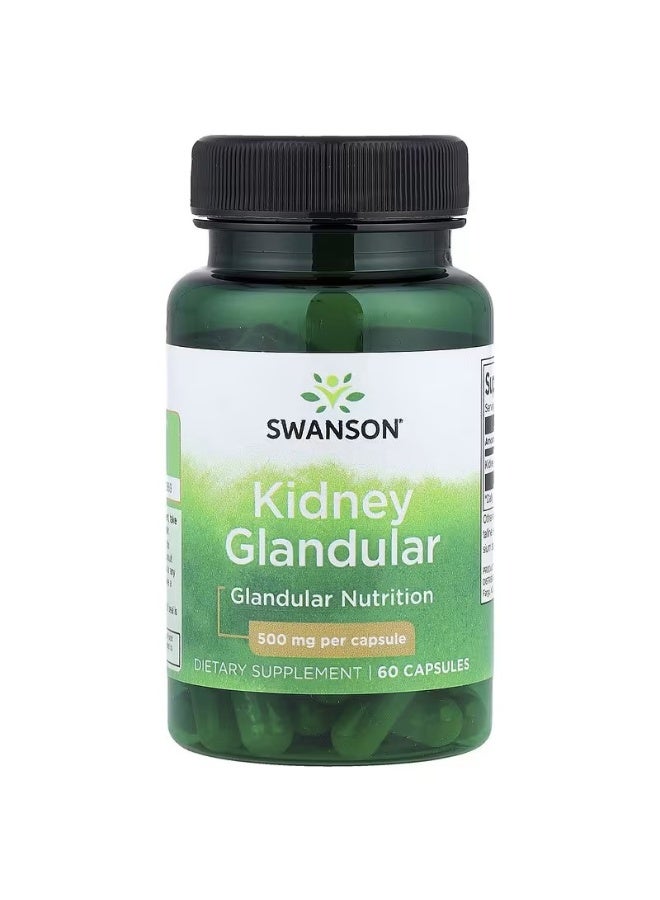 سوانسون غدد الكلى ، 500 ملجم ، 60 كبسولة