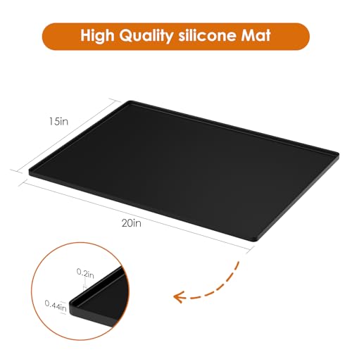 WUDIALIEN Silicone Coffee Mat with Raised Edges 20 x 15 Keep Tidy for Countertops Accessories Fit Under Coffee Maker Espresso Machine Dish Drying Mat Baking Mat Black - Image 3