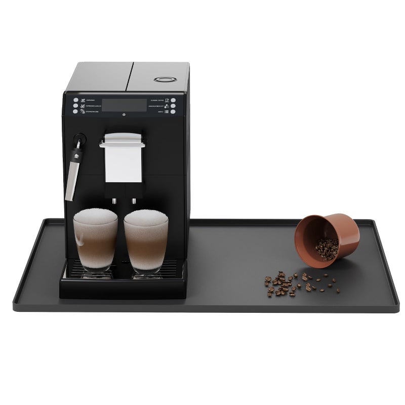 WUDIALIEN Silicone Coffee Mat with Raised Edges 20 x 15 Keep Tidy for Countertops Accessories Fit Under Coffee Maker Espresso Machine Dish Drying Mat Baking Mat Black - Image 2
