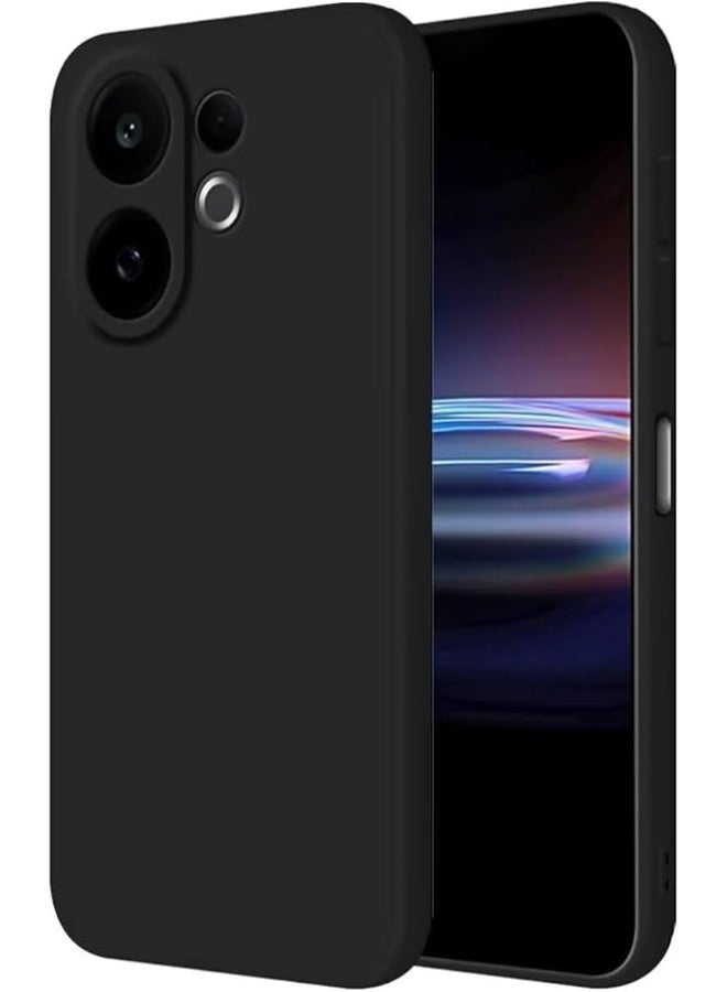 Premium Silicone Case for Vivo V60, Shockproof Protection, Soft Microfiber Lining, Anti-fingerprint Matte Finish, Camera Protective Design - Black