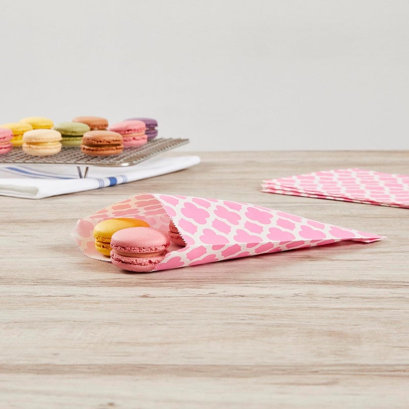 Restaurantware Rectangle Pink Paper Bag  Asian Monogram  7 x 5  100 count box - Image 4