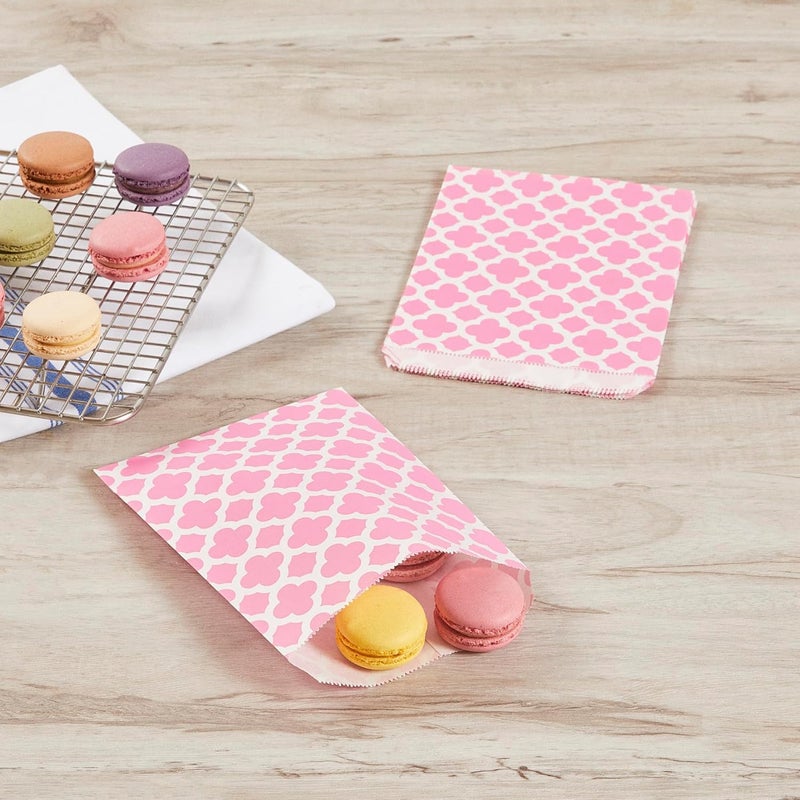 Restaurantware Rectangle Pink Paper Bag  Asian Monogram  7 x 5  100 count box - Image 3