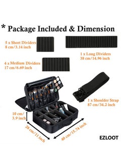 EZLOOT EZLOOT Nylon Fabric Travel Makeup Case with Adjustable Dividers for Women, Girls Makeup Artist Cosmetic Storage Bag (Black, 16 INCH(2 Layer))  - Image 4