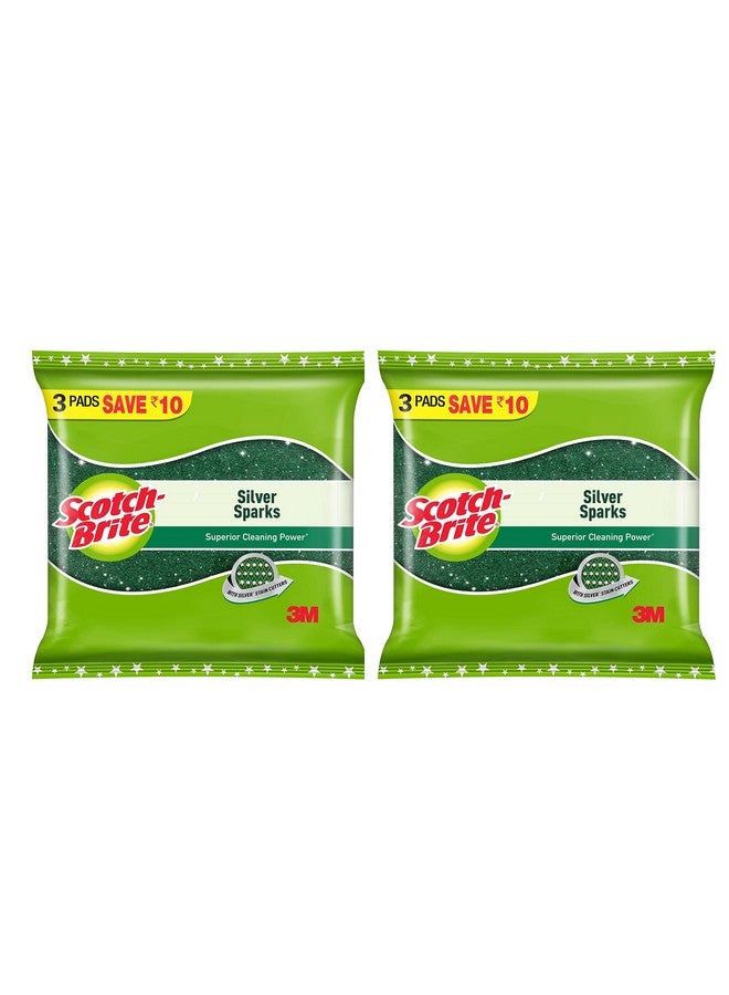سكوتش قطعة تنظيف سيلفر سباركس كبيرة لغسل الأطباق العادية في المطبخ (6 وحدات، كبيرة) - Image 1