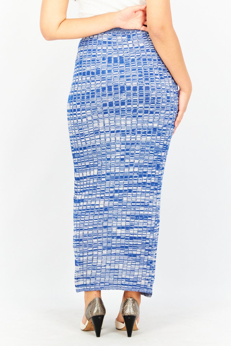 NA-KD Women Textured Maxi Skirt, Blue - Image 2