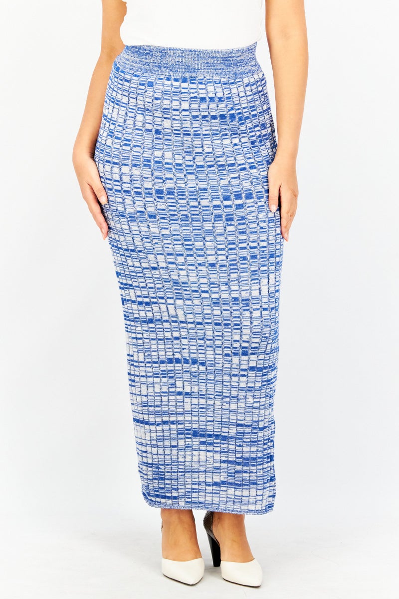 NA-KD Women Textured Maxi Skirt, Blue - Image 1