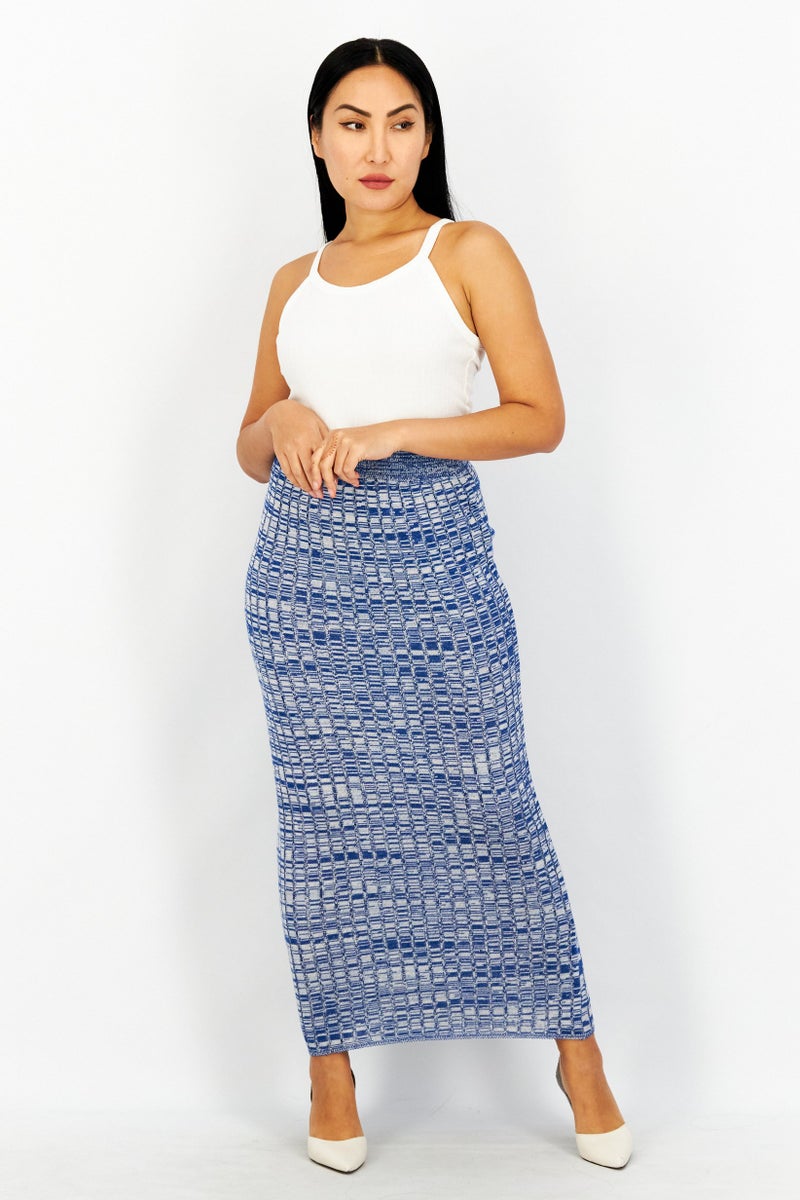 NA-KD Women Textured Maxi Skirt, Blue - Image 3