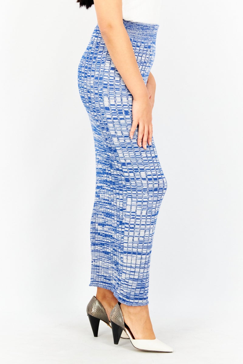 NA-KD Women Textured Maxi Skirt, Blue - Image 4