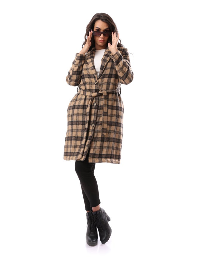 Andora Patterned Comfy Robe_Camel - Image 1