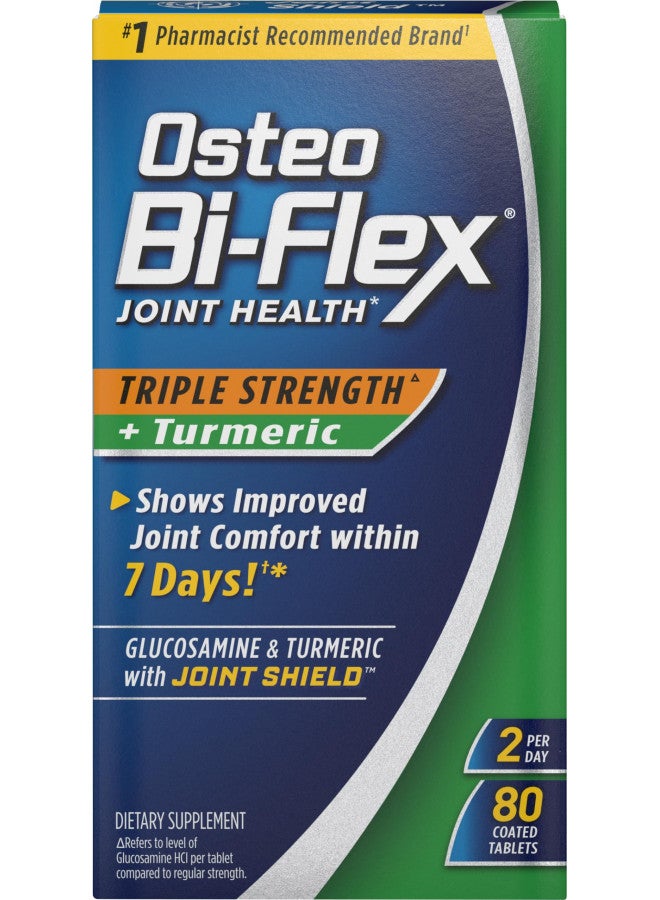 Osteo Bi-Flex Osteo Bi-Flex Triple Strength Glucosamine with Turmeric, Joint Health Supplement, Coated Tablets, Original Version, 80 Count  - Image 2