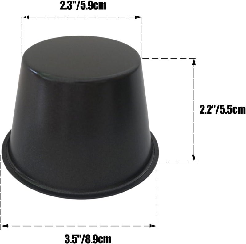 Heluok Pack of 6 Nonstick Popover Pans, Individual Miffin Cupcake Pan, Carbon Steel Yorkshire Pudding Pan, Reusable Egg Tart Molds, Large Round Oven Baking Pans - Black (3.5" x 2.2") - Image 2