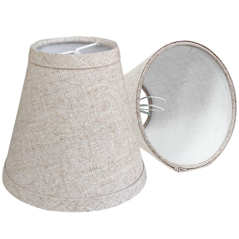 TooToo Star Double Mini Small Brown Barrel Lamp Shades Clip On Bulb, TOOTOO STAR Barrel Fabric Lampshade for Table Chandeliers Wall Floor Lamp Replacement, 3x6x5 Inch, Set of 2 (2 PCS Pack) - Image 1
