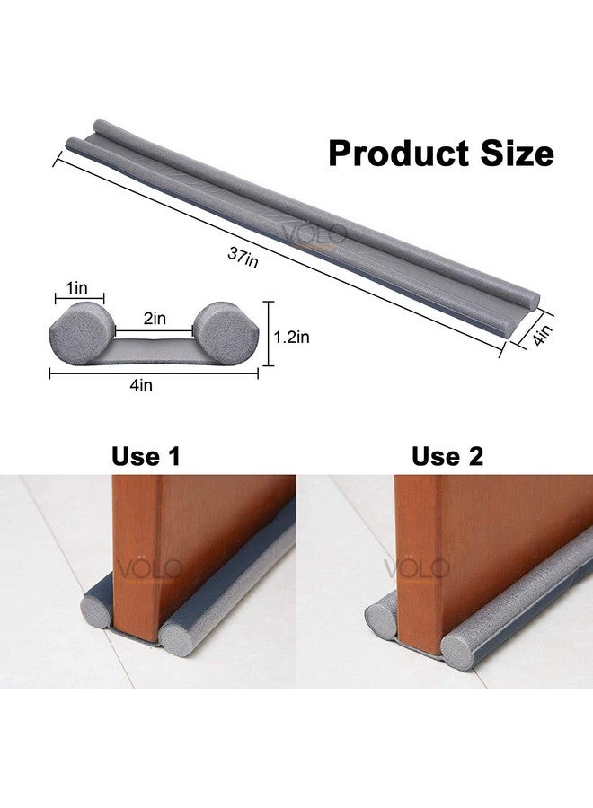 Volo VOLO Vinyl Sound-Proof Reduce Noise Energy Saving Weather Stripping Under Door Twin Draft Stopper - Pack of 2 (36 Inch, Grey)  - Image 4
