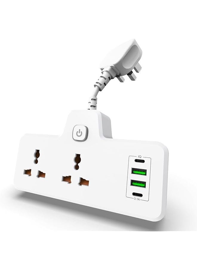 PROMASS promass Extension Cord Power Socket Adapter,Universal Extension Socket with 2 USB-A 2 USB-C Ports,Multi-Outlet Power Extension Plug with Wall Mount Design For home office kitchen  - Image 1