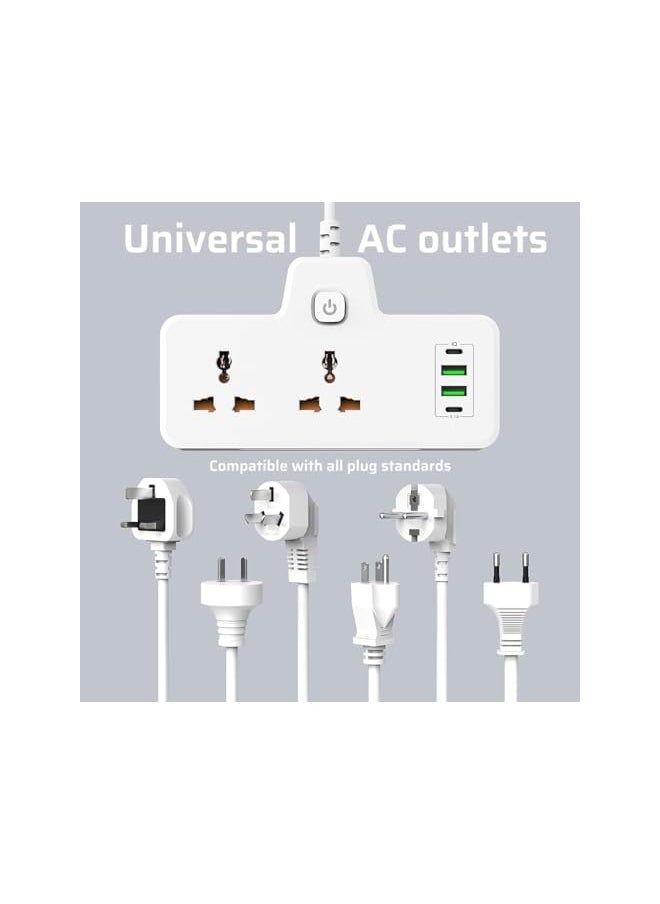 PROMASS promass Extension Cord Power Socket Adapter,Universal Extension Socket with 2 USB-A 2 USB-C Ports,Multi-Outlet Power Extension Plug with Wall Mount Design For home office kitchen  - Image 4