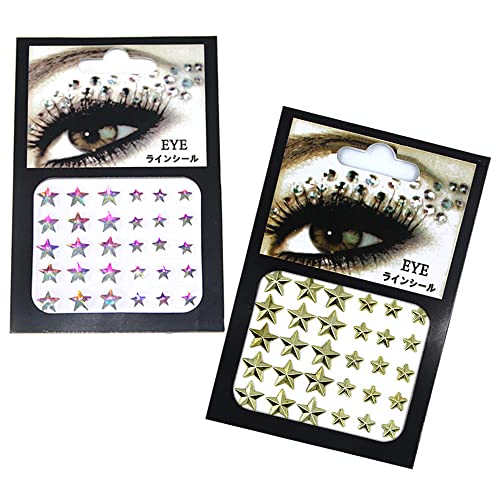 Star Face Eye JewelsRhinestone Festival Face Bindi Decorations Jewels Body Glitter Crystal Sticker for Women Festival Accessory and Nail Art Decorations2Pack