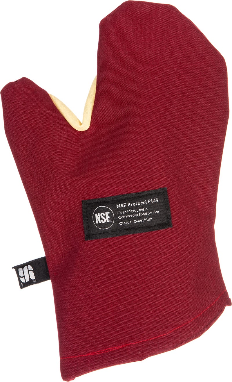 San Jamar KT0212 Cool Touch Flame Conventional High Heat Intermittent Flame Protection up to 900°F Oven Mitt, 13 inch Length, Red - Image 1