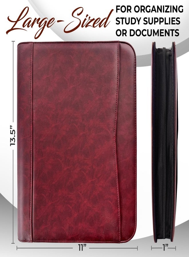 DEHITE Leather Portfolio for Men – Padfolio Case for Men and Women – Cherry Bible Notebook Organizer – Pen Slots – Zipper Binder – Premium PU Leather – Feels Like Full-Grain – Office Gift Accessories - Image 2