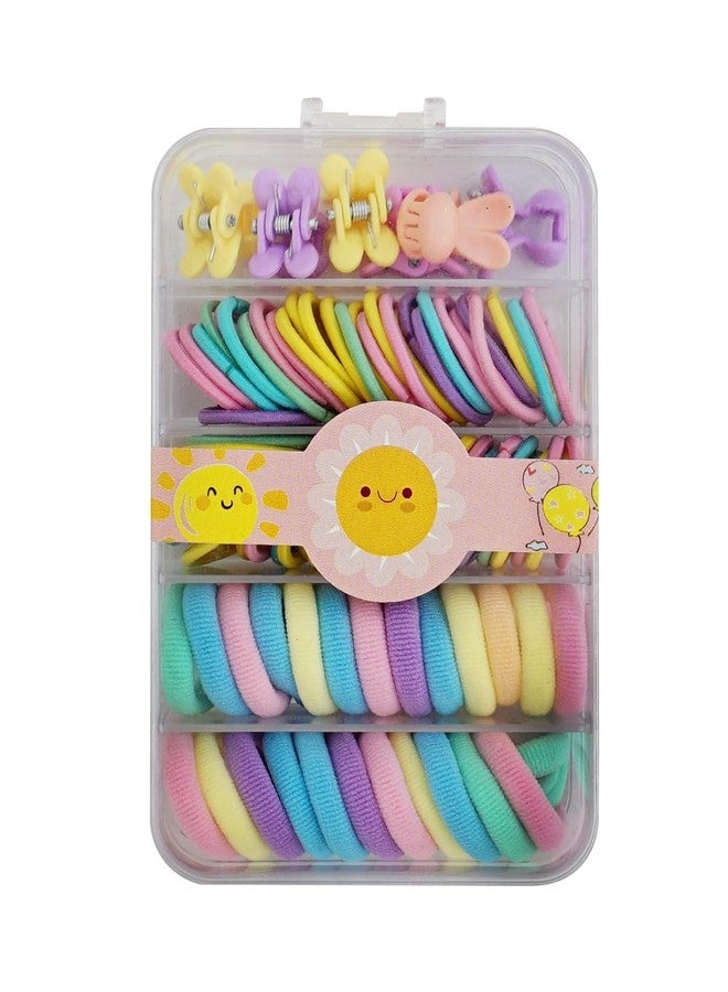 Hatanu Mall Elastic Hair Ties | Baby Rubber Bands For Thin and Thick Hair | Durable Cotton Ponytail Holders For Baby Kid Girls Hair Accessories Set (Multicolor) - With Storage Box - Image 1