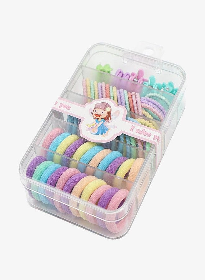 Hatanu Mall Elastic Hair Ties | Baby Rubber Bands For Thin and Thick Hair | Durable Cotton Ponytail Holders For Baby Kid Girls Hair Accessories Set (Multicolor) - With Storage Box - Image 3