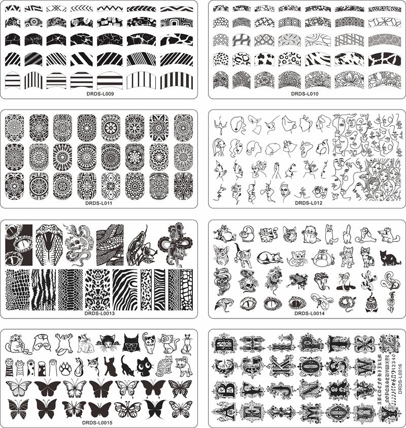 VNC 21 Pcs Nail Stamp Plates Set 16 Plate 2Stamper and 2 Scraper 1storage Bag Nails Art Stamping Plate Scraper Stamper Set Leaves Flowers Animal Nail Plate Template Image Plate Set - Image 3