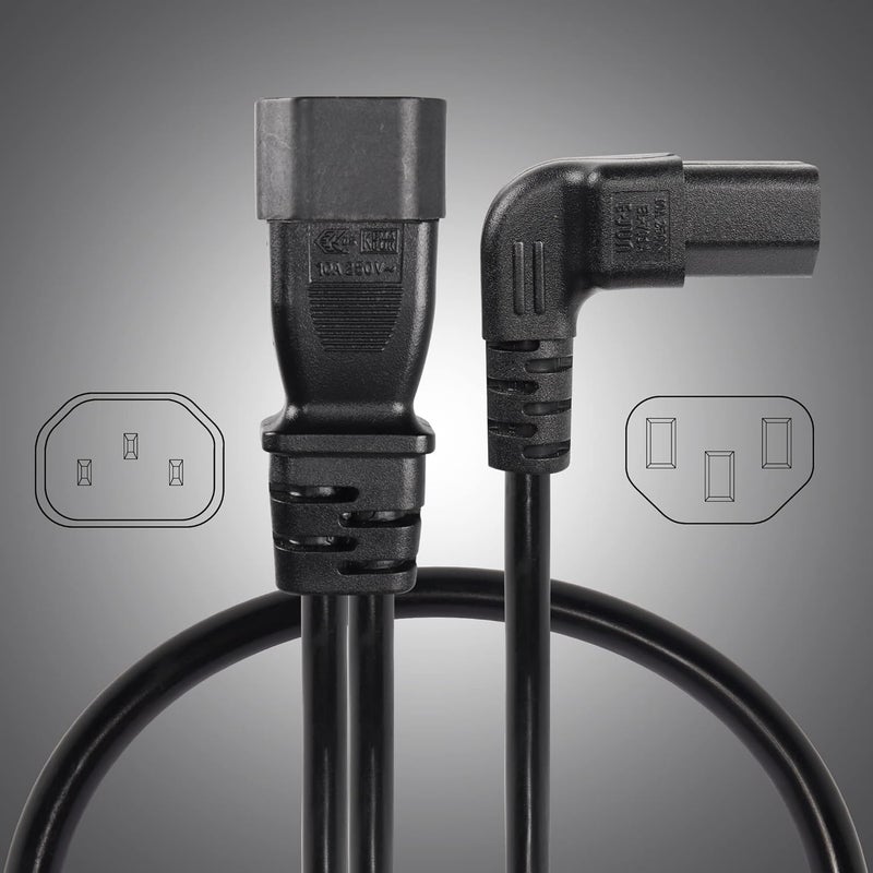 CERRXIAN 1FT C14 to 2 x C13 Y Splitter Extension Power Cable UPS Server IEC 320 C14 Male to Up Angle Dual C13 Female Power Cordc142c13u - Image 3